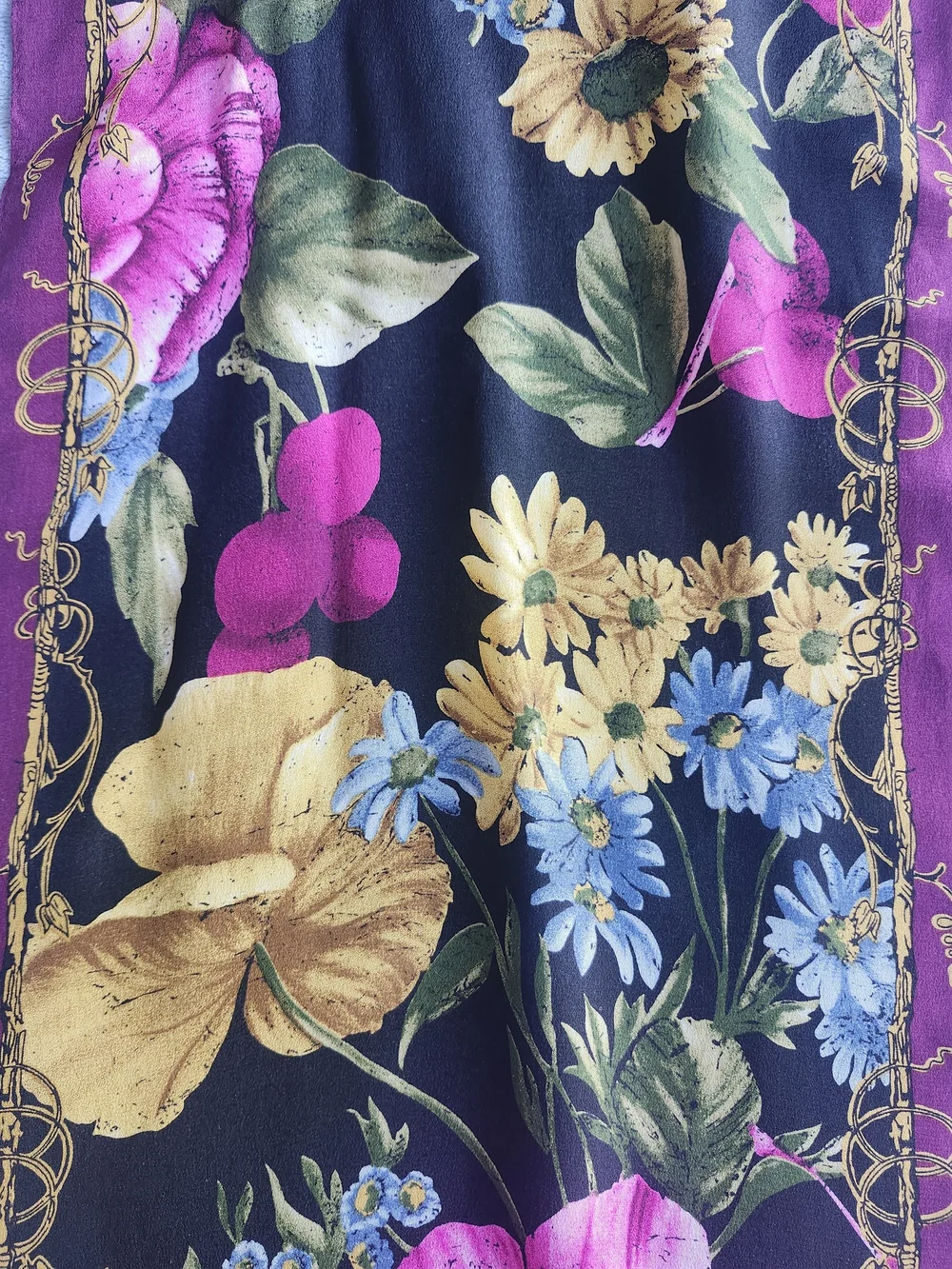 Vintage 80s Oscar De La Renta Silk Scarf